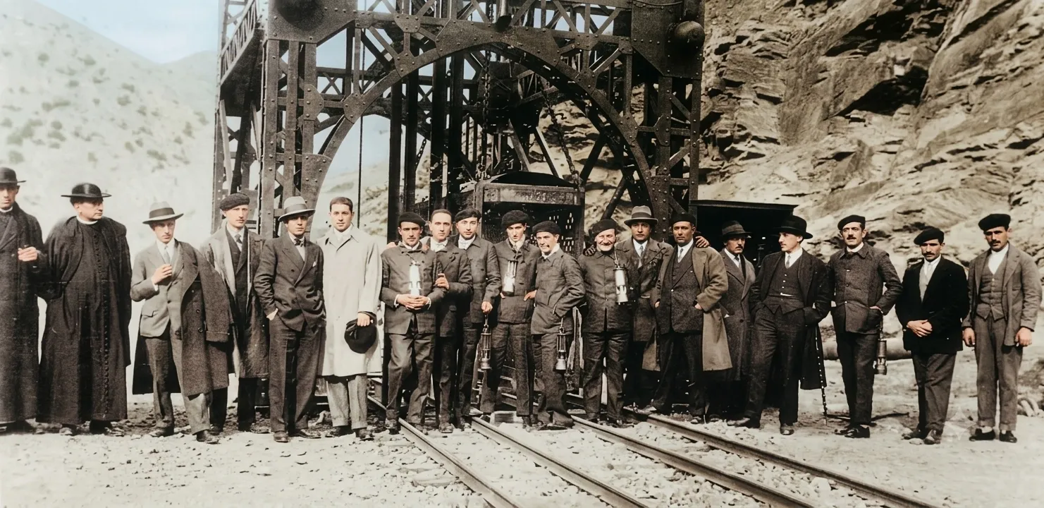 Fotografía histórica de la inauguración del Pozo Ibarra en noviembre de 1930